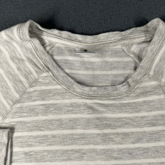 Active Life Large Heather Gray Stripe Long Sleeve Pullover Top Round Neck Modal - Picture 3 of 9